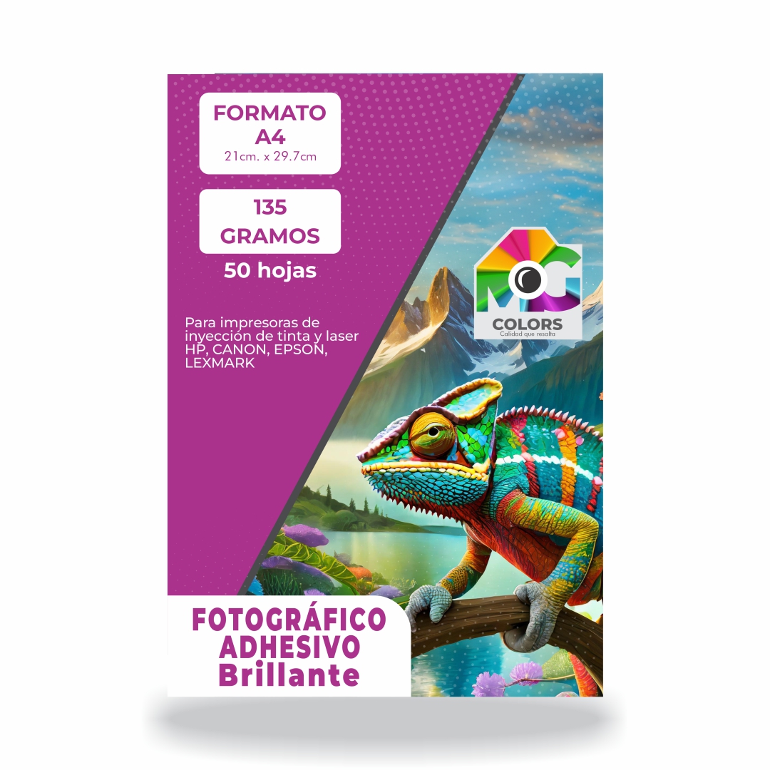 Papel Fotográfico 135 Gr Adhesivo Brillante x 50 hojas Papeleria MILGER