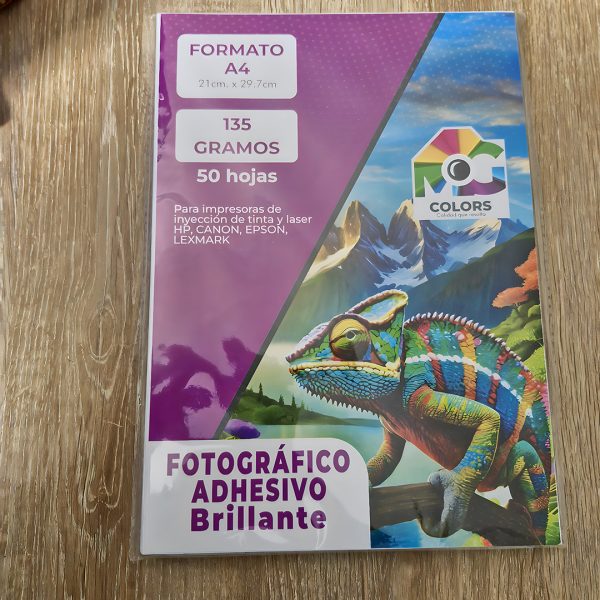 Papel Fotográfico 135 Gr Adhesivo Brillante x 50 hojas - Image 2