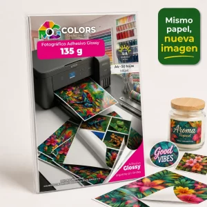 Papel Fotográfico Adhesivo Brillante A4 135 g x 50 Hojas