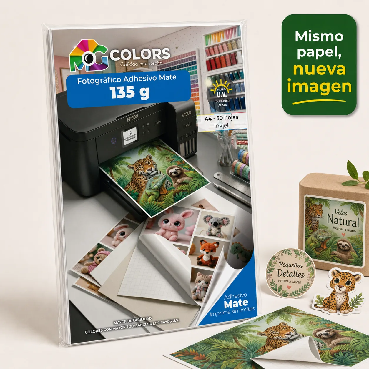 Papel Fotográfico 135 Gr Adhesivo Mate x 50 hojas