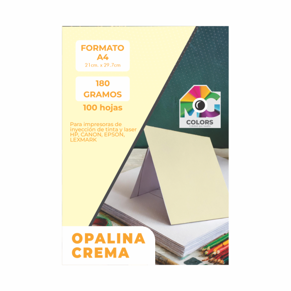 Paquete Cartulina Opalina Crema 180 Gramos. A4 x 100 hojas