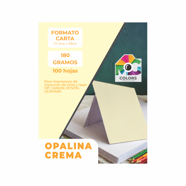 Paquete Cartulina Opalina Crema 180 Gramos. Carta x 100 hojas