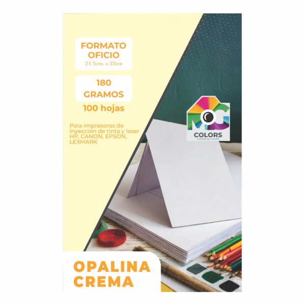 Paquete Cartulina Opalina Crema 180 Gramos. Oficio x 100 hojas