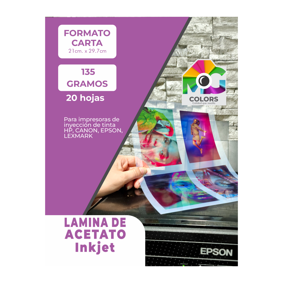 Acetato Transparente Inkjet Carta - 135g, 20 hojas ia)
