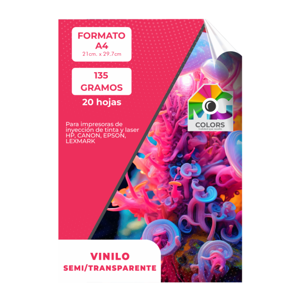 Vinilo Adhesivo semi - Transparente x 20 hojas