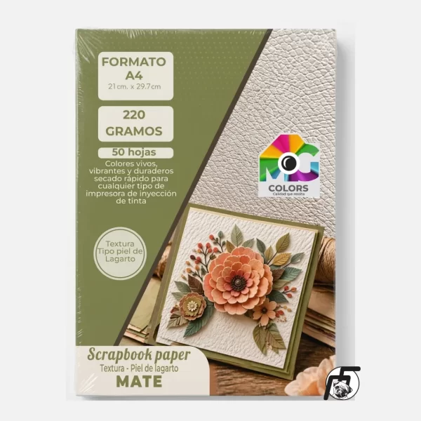 Scrapbook paper 230 gramos doble cara A4 texturizado piel de lagarto