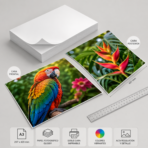Fotográfico Adhesivo Glossy doble cara 260 grm A3 x 50 hojas